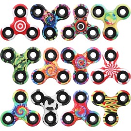 12 Pack Fidget Spinner Toy Bulk for Kids Adults, Metal Tri-Spinner Fidget Set, Hand Spinner for Stress Relief, Easter Birthday Goodie Bag Stocking Stuffers Classroom Prizes for Boy Age 3-12