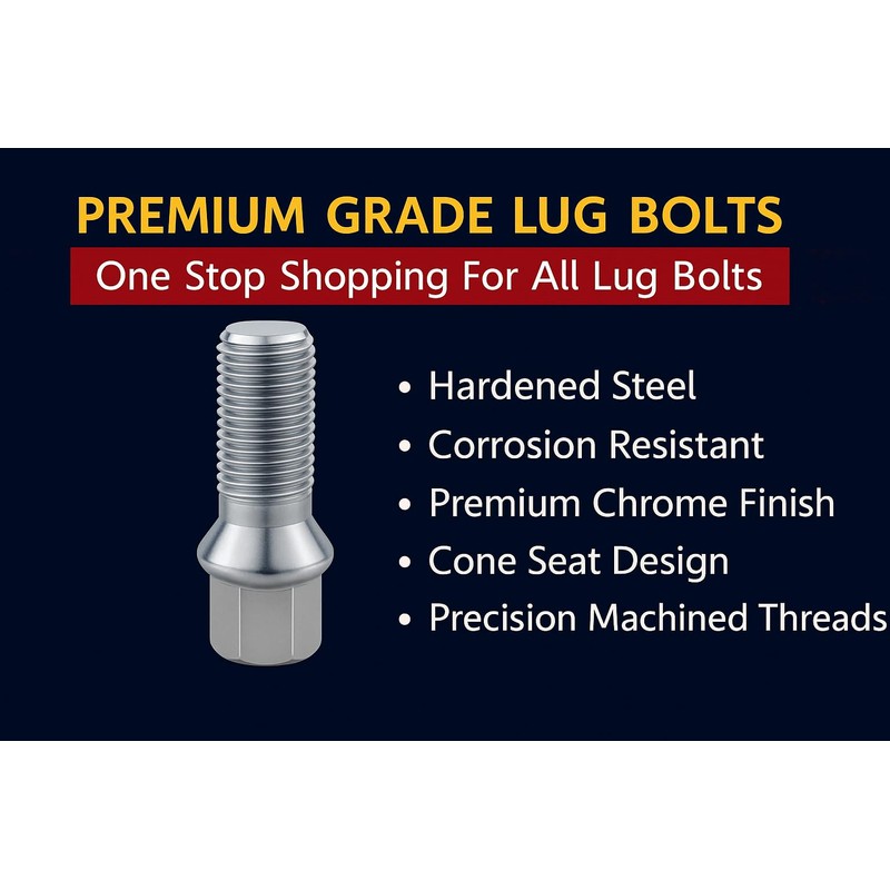 20 Pcs Lug Bolts Conical Bolt 12x1.50 Thread 27mm Shank