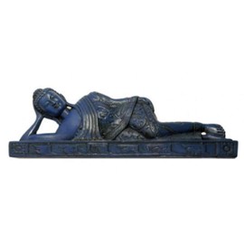 mytibetshop Sleeping Buddha Statue for Home and Alter, Reclining Buddha Statue in Blue Lapis Looking by Himalayan Artisan in Nepal