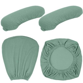 Tallew 4 Pcs Office Chair Covers Set Computer Universal Protective Stretchable Chair Seat Covers Desk Armrest Slipcovers Pads Office Cushion Backrest for Rotating (XL,Pea Green)