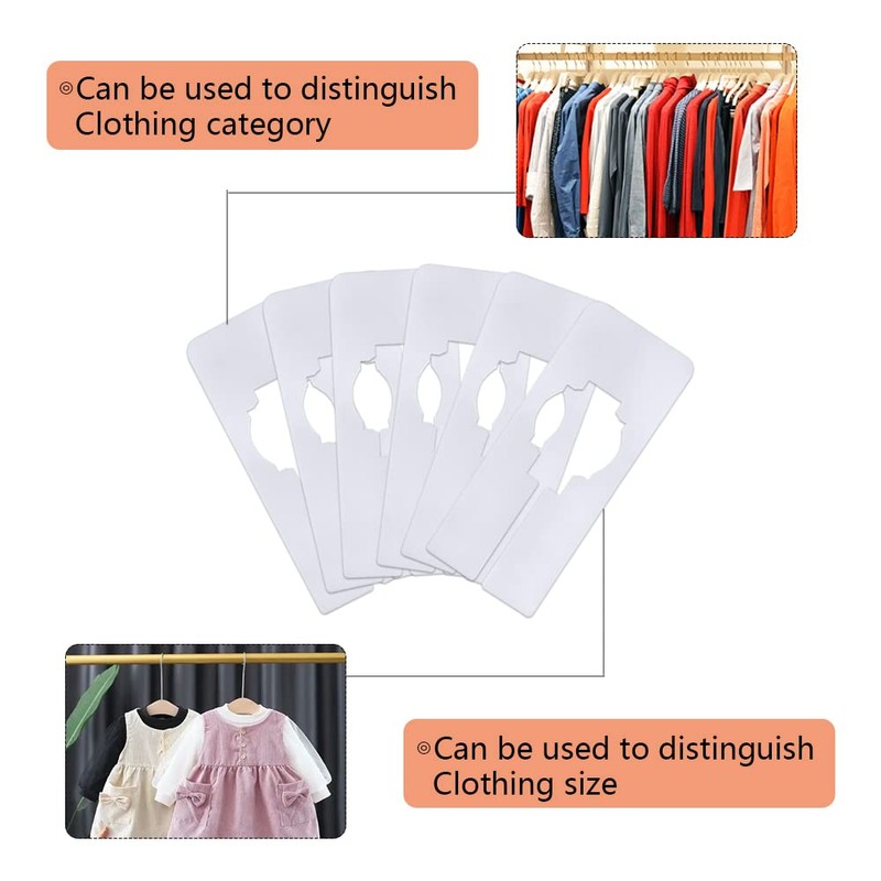 30 Piece White Rectangular Clothing Rack Size Dividers, Rectangular Blank