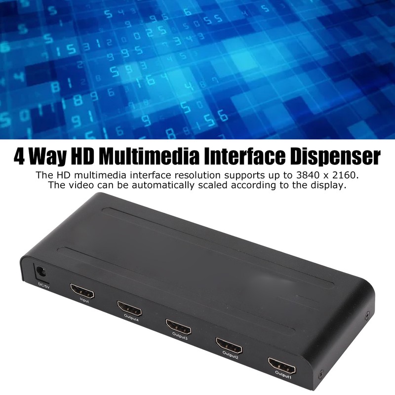 1x4 HD Multimedia Interface Splitter 4K 60hz 4 Port HD