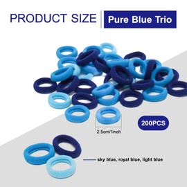 DAJING 200 baby headbands - Girls' soft cotton tricolor blue headband (sky blue/navy blue/light blue), high elasticity, seamless and safe design, children's hair accessories, diameter 2.5 centimeters