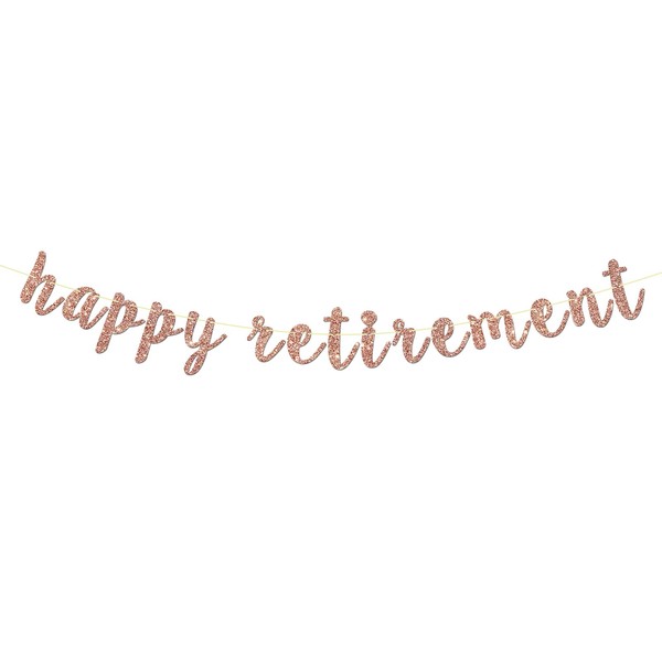 Rose Gold Happy Retirement Banner - Retirement Party Decorations/Retired Banner/Going Away Party Decor/Farewell Party Decorations, Glitter