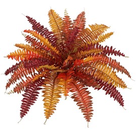 Fall Ferns Artificial Plants 37 Fronds Faux Ferns for Outdoor Planter Fake Fall Leaves Stems Artificial Fern Bouquet Silk Autumn Shrubs for Table Centerpiece Porch Vase Home Garden Thanksgiving Decor