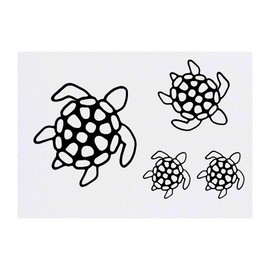 4 x 'Sea Turtle' Temporary Tattoos - Water Resistant, Skin-Safe, Non-Toxic Transfers, Mixed Sizes (TO00012101)