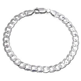 Treasure Bay Mens Women's 925 Sterling Silver Chain Bracelet - 6.2mm Curb Chain Length 18.5cm, 19.5cm, and 21cm (21, Centimetres)