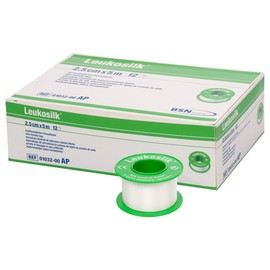 BSN Leukosilk Plaster Without Protective Ring 5 m x 2.5 cm Pack of 12