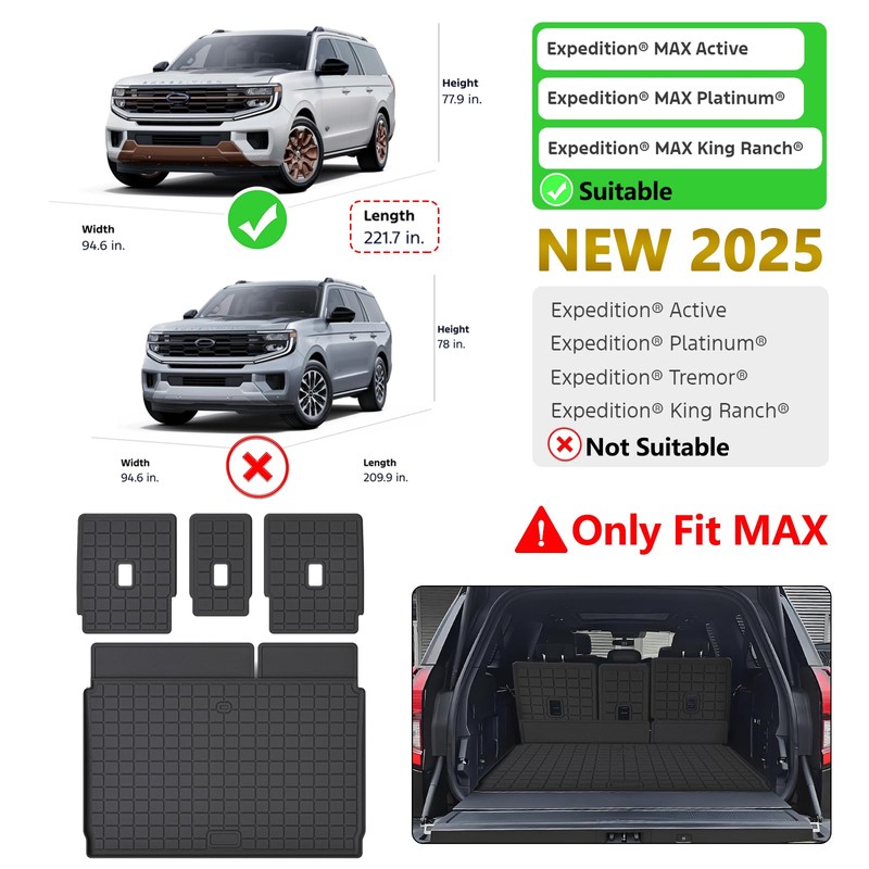 AltraVos Trunk Mat for 2025 Ford Expedition MAX with Backrest
