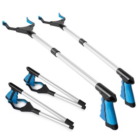 2-Pack Grabber Tool, 32" Long Reacher Grabber Pickup Tool, Trash Picker Grabber for Elderly Grab It Reaching Tool, Garbage Picker Upper Grabber, Litter Pick Up Grab Tool, Claw Grabber Stick (Blue)