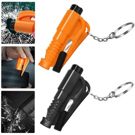 Mini Car Glass Window Safety Hammer Breaker and Emergency Whistle and Seat Belt Cutter 3 in 1 Escape Tool, 2 Pack