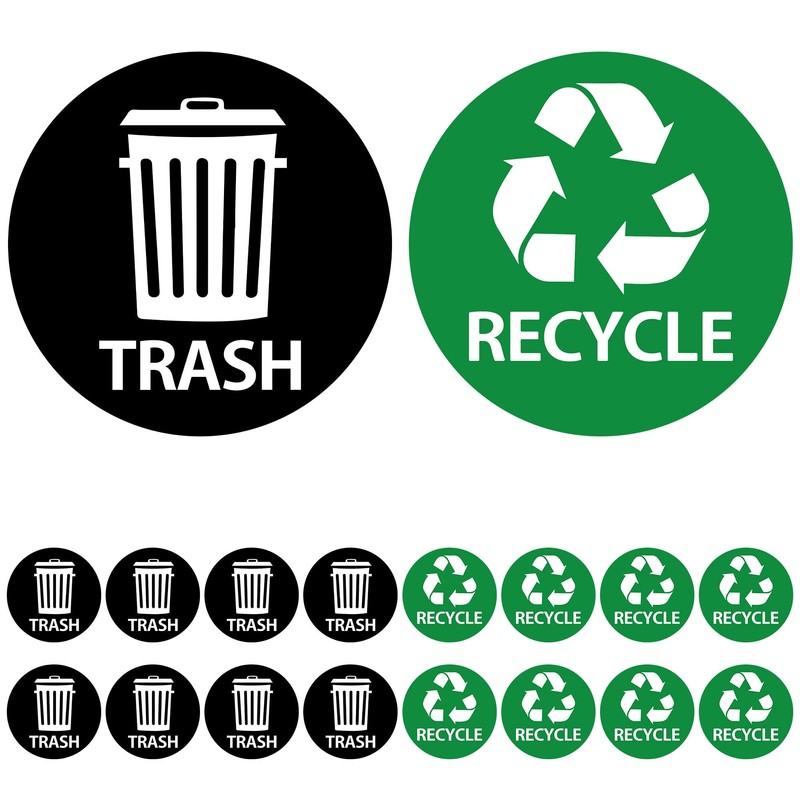 Bueake Pack of 16 Recycle Sticker for Trash Bins self