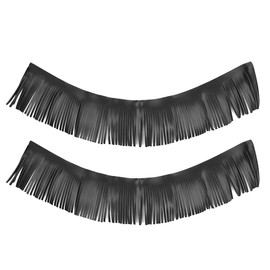 Saddlebag Tassels Leather, KIMISS 2pcs Motorcycle Saddle Bags with Fringe, 70cm Motorcycle Floorboard Tassel Rubber Mounts Support Cushion Hard Saddle Bags Retro Foot Pedal Saddlebag (Black Cat. No.