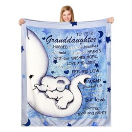 Granddaughter Gift from Grandparents Elephant Cartoon Bed Throw Blankets 50x60 Inches for Granddaughter from Grandma Grandpa Granddaughter Birthday Gift (our granddaughter)