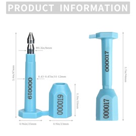 LeadSeals 20PCS Long Bolt High Security Shipping Container Seals with Print Progressive Numbering Tamper Proof Seals for Cargo Containers, Trucks, Trailers ISO 17712 Certified (Blue)