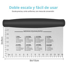 U Chef Cortador de Masa, Raspador de Masa y Alimentos de Acero Inoxidable, Cuchillo de Masa de 6 pulgadas para Hornear, Cortador de Repostería con Agarre contorneado.