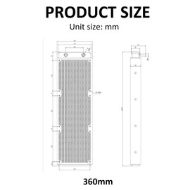 DIYhz Water Cooling Computer Radiator, 12 Pipe Aluminum Heat Exchanger Liquid Cooling Radiator Fans - 360mm Radiator for CPU PC Laser Water Cool System DC12V Black
