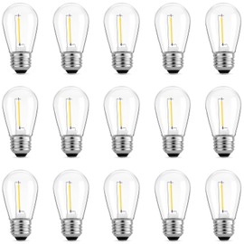 Meconard Outdoor Patio String Light Bulbs, Shatterproof Waterproof S14 LED Replacement Bulbs for Outdoor String Lights, 1W LED Bulbs Equal to 11W Incandescent, 2200K Warm White, E26 Base, Non-Dimmable