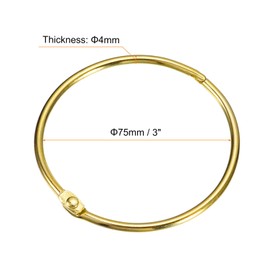 sourcing map 24Pcs 3 Inch Shower Curtain Rings Rustproof Metal Round Shower Hooks Snap Joint Design for Bathroom Shower Rod, Gold