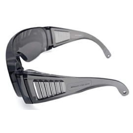 Pink Ribbon Shades, Inc. Fit Over Wear Over Glasses No Blind Spot Yellow Lens Wrap Sunglasses - Night Driving, Clear, Smoke Lens (Smoke 3018)