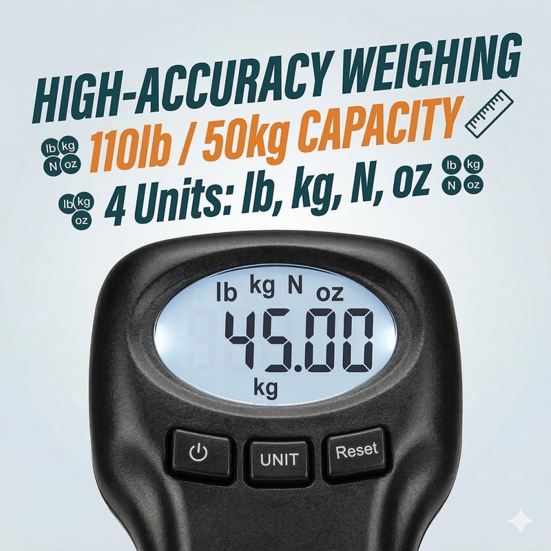 110lb/50kg Digital Luggage Scale - Portable Hanging Travel Scale for