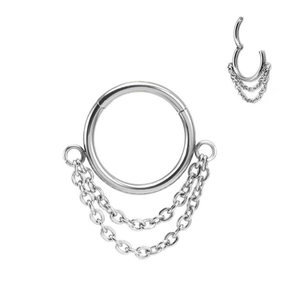 Unbranded 16G 3/8" DOUBLE STEEL CHAIN LINKED HINGED CLICKER DANGLE