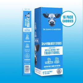 Baja Beef Sticks - Jerky Meat Sticks, Healthy Meat Snacks for Adults, High Protein, Individually Wrapped, 100% All Natural Beef, Gluten Free, Made in the USA - Traditional, 1 Oz (Pack of 16)