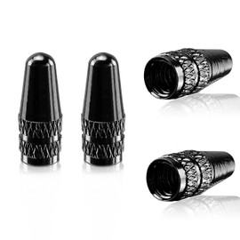 WALWAL Presta French Valve Caps, Anodized Aluminum - Compatible for Mountain Bike, Road Bike, Bicycle(Black,4Pcs)