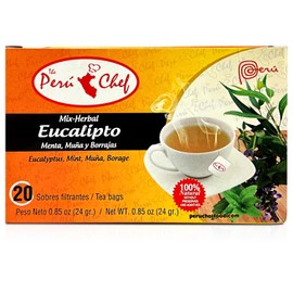 Peruchef Te Mix Eucalipto, Menta, Muña y Borraja | Peruvian Eucalyptus Tea Bags 3 Packs