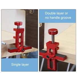 Cabinet Door Installation Jig, 2 in 1 Mounting Tool with Adjustable Positioner, Aluminium Alloy Versatile Cabinet Door Positioning Tool for Most Cabinet Doors