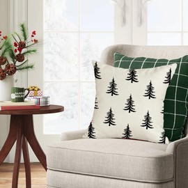 RABUSOFA Christmas Pillow Covers 18x18 Inch Christmas Tree Decor White Christmas Throw Pillow Cases Xmas Outdoor Christmas Decorations Winter Decorative Pillows for Couch Holiday