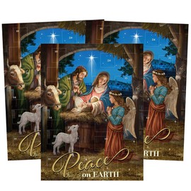 Peace On Earth Advent Calendar, Countdown to Christmas Pull Tab Activity, Religious Holiday Decor, 10 Inches (Pack of 3)
