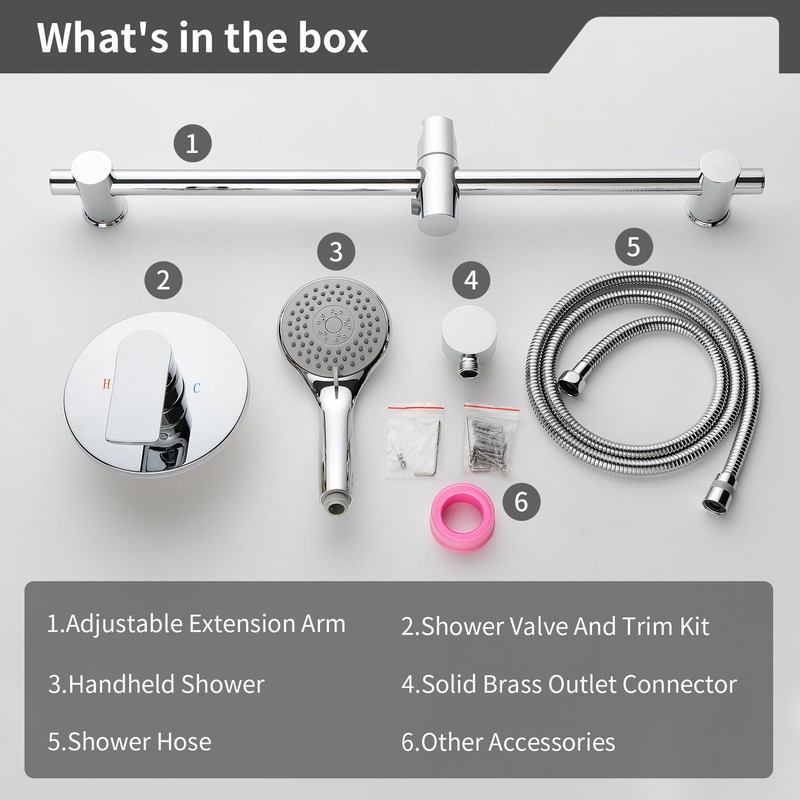 TapLong Adjustable Shower Slide Bar Combo 3-Function Handheld Shower Head,Slide