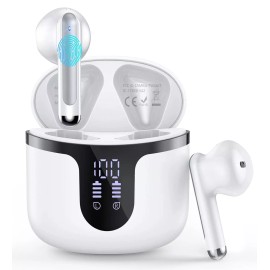 Unbranded Bluetooth Headset 5.3 TWS Wireless Earphone Earbuds Headphones Stereo Waterproof - White