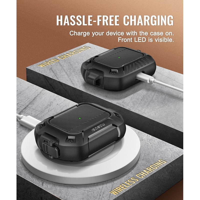 MOBOSI AirPods Pro Case, Secure Lock Clip Full Body Shockproof