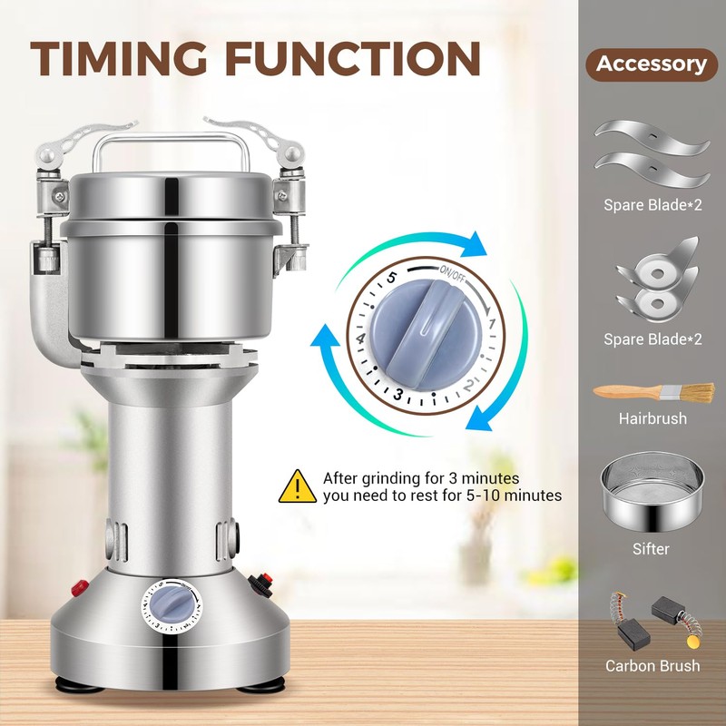 LEEVOT Grain Mill 300g Commercial Spice Grinder Electric 1200W Stainless