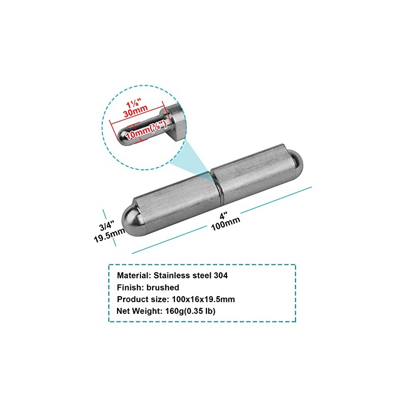 MOUNTAIN_ARK 4 Pack 4" x 3/4" Weld On Bullet Hinges,