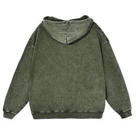 KEEPSHOWING Men's Washed Vintage Oversized Casual Basic Hoodies Long Sleeve Workout Street Hoodie Sweatshirts With Pocket(ArmyGreen(hooded) L)