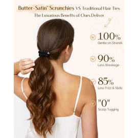 Yanibest 6 Pcs Silk Hair Ties - Scrunchies for Women, Thin Satin Hair Ties, Ponytail Holders Hair Care No Damage