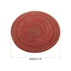 sourcing map 4pcs Round Braided Placemats 12" Non-Slip Round Table Mats for Dining Tables Washable Heat Insulation Woven Placemats Indoor Outdoor for Family Holiday Dinner, Red