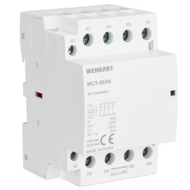 Wengart Compact AC Contactor WCT-50, 4NC AC230V 50A, Built for Durability, Whisper Quiet Operation, Energy Saving, with Additional Functions for Home Appliances, White