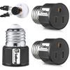 2 Pack Light Socket to Plug Adapter, Flame Retardant Light