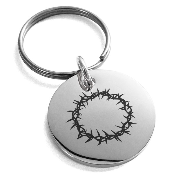 Tioneer Stainless Steel Crown of Thorns Small Medallion Circle Charm