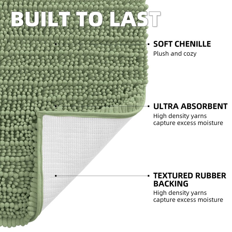 OLANLY Luxury Chenille Bath Mat, Extra Soft Thick Absorbent Shaggy