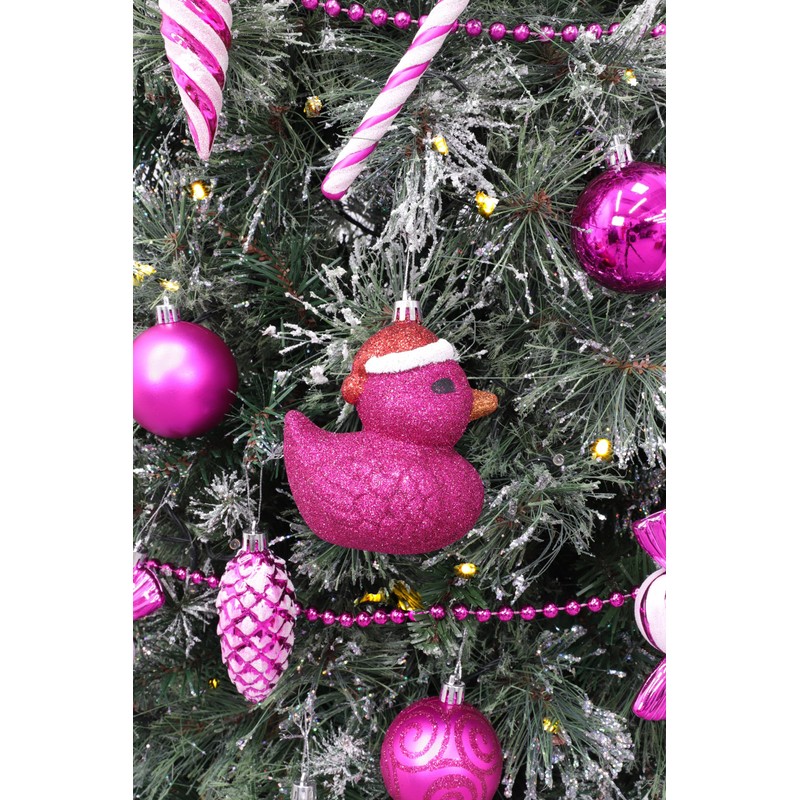 Christmas Concepts® Pack of 2-110mm (4.3") Hot Pink Glittery Festive