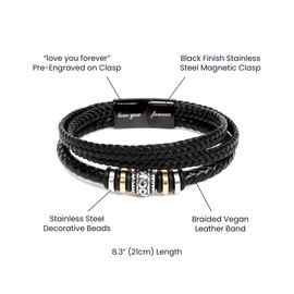 FG Family Gift Mall To My Son, pulsera para hijo de padres, pulsera para hijo de mamá, regalo de hijo de mamá y papá, regalo de cumpleaños para hijo, pulsera de hombre, cumpleaños con tarjeta de mensaje y caja de regalo, Cuero sintético, Sin gemas.