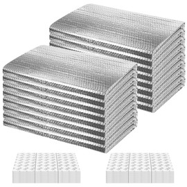 16P Garage Door Insulation Panels Kit 0.24' Thick Double Bubble Reflective Aluminum Foil Sheet Thermal Insulation Shield 120 Tapes Winter Clod and Summer Heat for Attic, Garage, Wall (24'' x 54'')