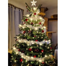 WANYIG 10 m Christmas Garland Fir Garland White Christmas Decoration Indoor Outdoor Christmas Decoration Garland with Snowflakes for Balcony Stair Railing Stairs Garden Fireplaces Doors Wall (A#)