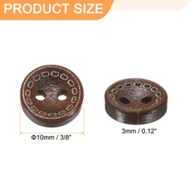 HARFINGTON 30pcs 16L Wooden Sewing Button 3/8"(10mm) 2 Holes Wood Round Craft Replacement Buttons for Sewing Clothing Pillow DIY Crafts Decoration, Medium Brown