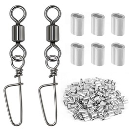 CHEUNGHAO Decoy Crimp Swivel Snap Set, 70PCS Decoy Crimp Set & 30 Snap Swivels for Duck and Goose Hunting, Durable Decoy Line Cord Crimps with Ball Bearing Fishing Swivels for Efficient Decoy